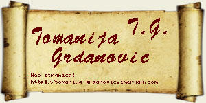 Tomanija Grdanović vizit kartica
